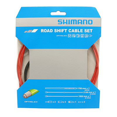 Shimano Kit Cables Gaines Derailleurs Rouge Optislik