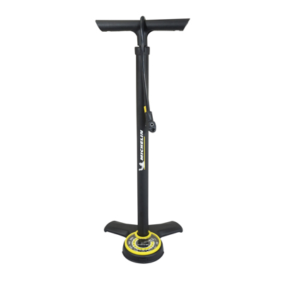 Pompe à Vélo MICHELIN 2 En 1 - Manuel Et Pied, Manomètre 120 PSI, Aluminium, Compatible Presta/Schrader