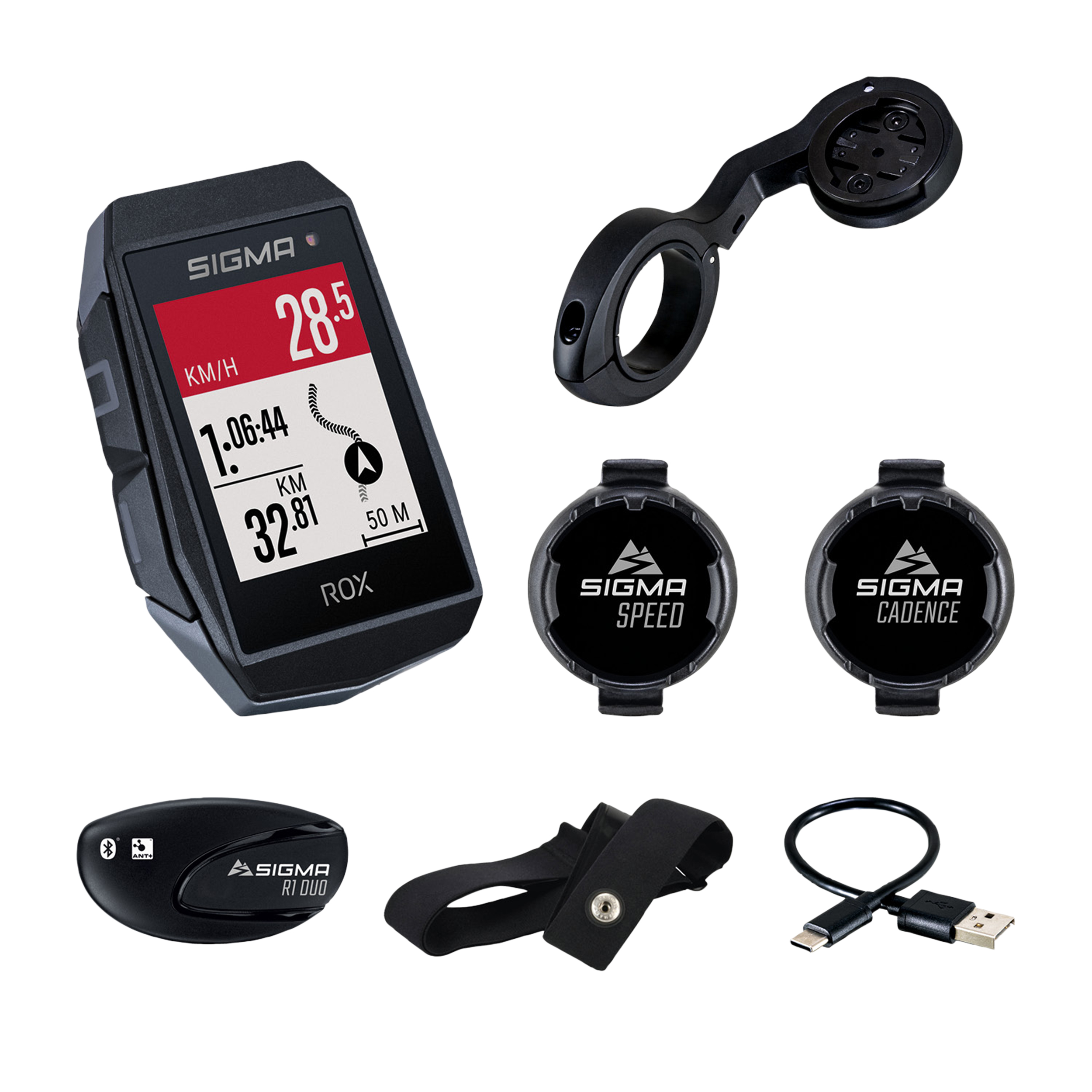 Compteur Vélo GPS Sigma Rox 12.1 EVO – Noir – Avec Cardio Et Altimètre – Neuf