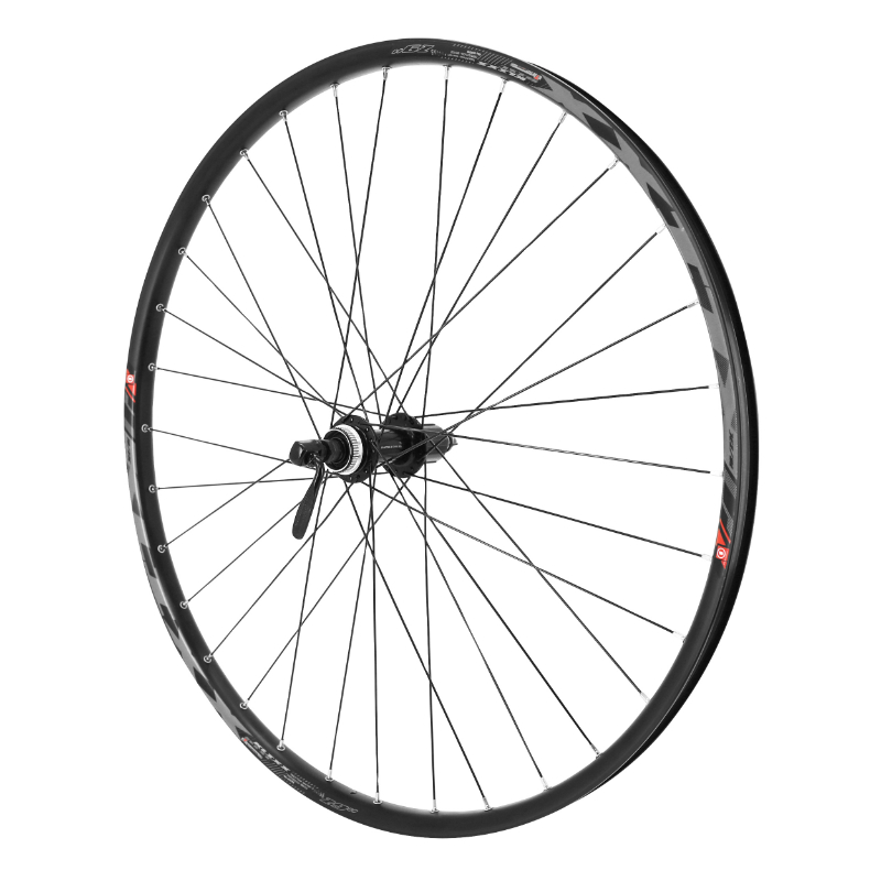 Roue VTC 28p Avant Blocage Jante Argent Mach1 M110. Moyeu Shimano Tx500 V Brake 36t Marque Velox