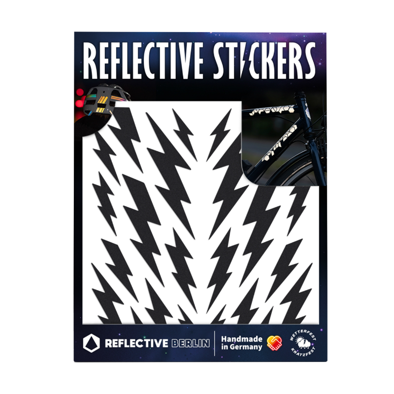 Reflective Berlin AUTOCOLLANT REFLECHISSANT POUR VELO, CASQUE MODELE ECLAIR NOIR (PLANCHE)